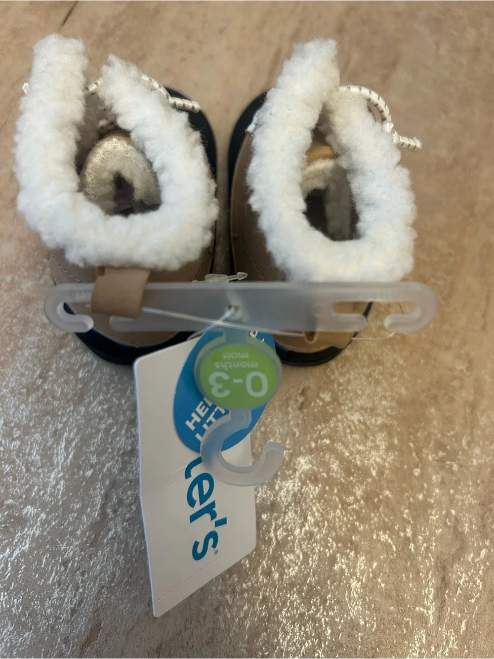 Carters Baby Duck Boots Cozy White Fleece Cuff Blue Accent NWT